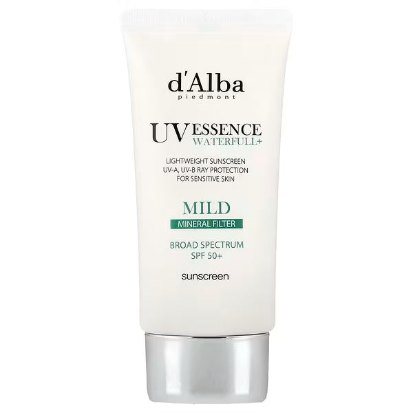 d'Alba, UV Essence Waterfull+ Sunscreen, Mineral Filter, Mild, SPF 50, 1.69 fl oz 50 ml