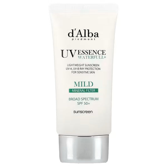 d'Alba, UV Essence Waterfull+ Sunscreen, Mineral Filter, Mild, SPF 50, 1.69 fl oz 50 ml