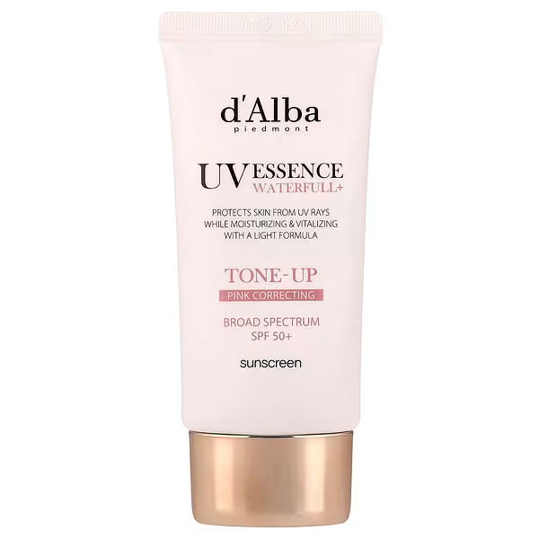 d'Alba, UV Essence Waterfull+ Sunscreen, Tone-Up Pink Correcting, SPF 50+, 1.69 fl oz 50 ml