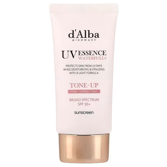 d'Alba, UV Essence Waterfull+ Sunscreen, Tone-Up Pink Correcting, SPF 50+, 1.69 fl oz 50 ml