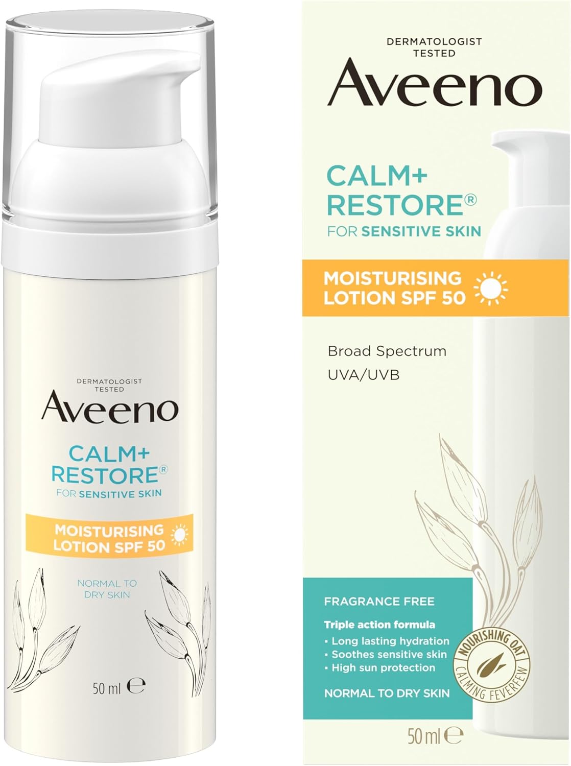 Aveeno Face CALM+RESTORE Moisturising Lotion SPF 50